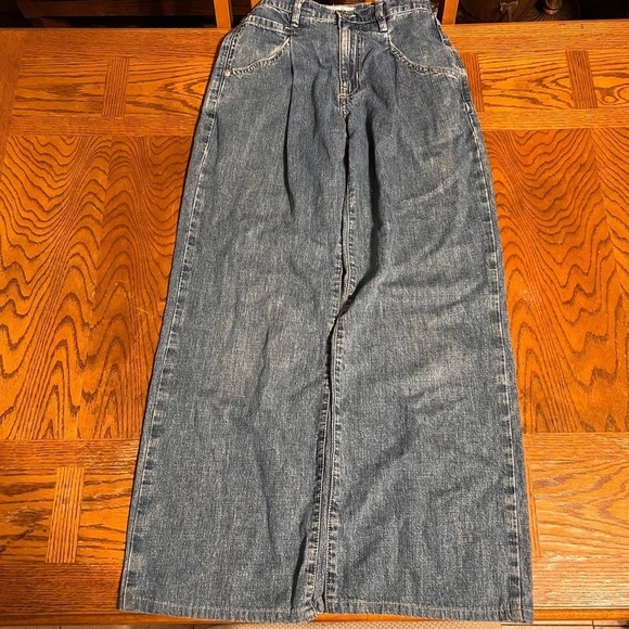 We The Free Luca Super Slouch High Waist Wide Leg Jeans Pleated Sz 24 Boho - Picture 3 of 15